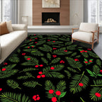 Winter Greenery Red Berry Garland Rug