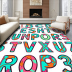 Aqua Pink Coral Sea Star Alphabet Rug