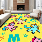 Playful Unicorns And Alphabet Background Rug