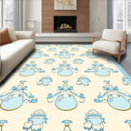 Whimsical Blue Character Repeating Pattern Rug