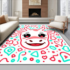 Cute Cow Valentine Hearts Border Rug