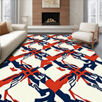 Geometric Red Blue Interlocking Forms Rug