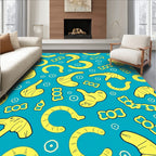 Yellow Abstract Arcs And Circles Rug