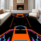 Bold Orange Neon Geometric Abstract Rug
