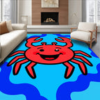 Happy Red Crab Ocean Waves Rug