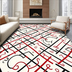 Bold Red Abstract Calligraphy Rug
