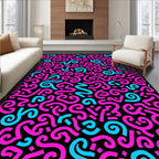 Bright Pink Blue Swirls Abstract Rug