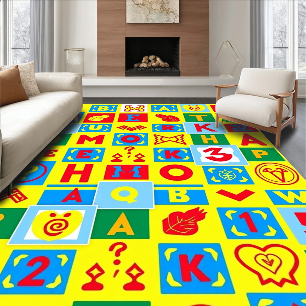 Alphabet Letters And Symbols Colorful Rug