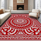 Bold Red Floral Medallion Rug