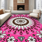 Vibrant Pink Floral Mandala Rug