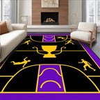 Golden Trophy Black Purple Figures Rug
