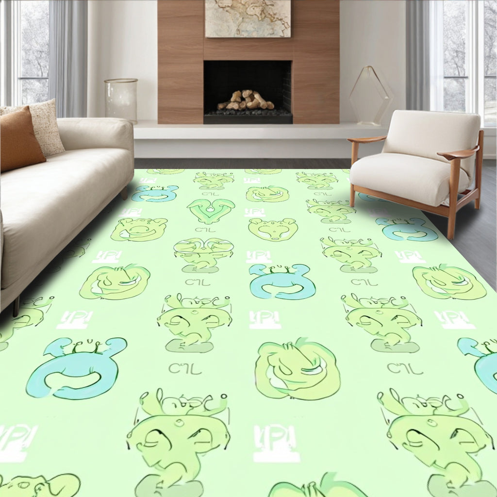 Whimsical Green Creature Repeat Rug