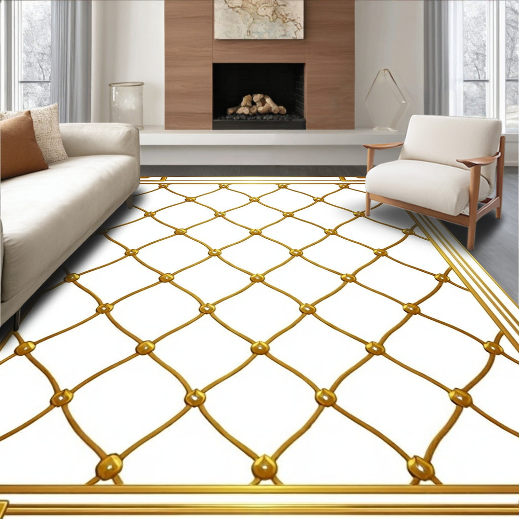 Golden Interlocking Diamond Lattice Rug