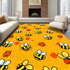 Cute Flying Bees Honeycomb Background Rug