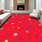 Bright Red Scattered Circles Medallion Rug