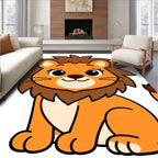 Cute Orange Lion Cub Illustration Rug