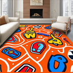 Bold Yellow Blue Red Abstract Shapes Rug