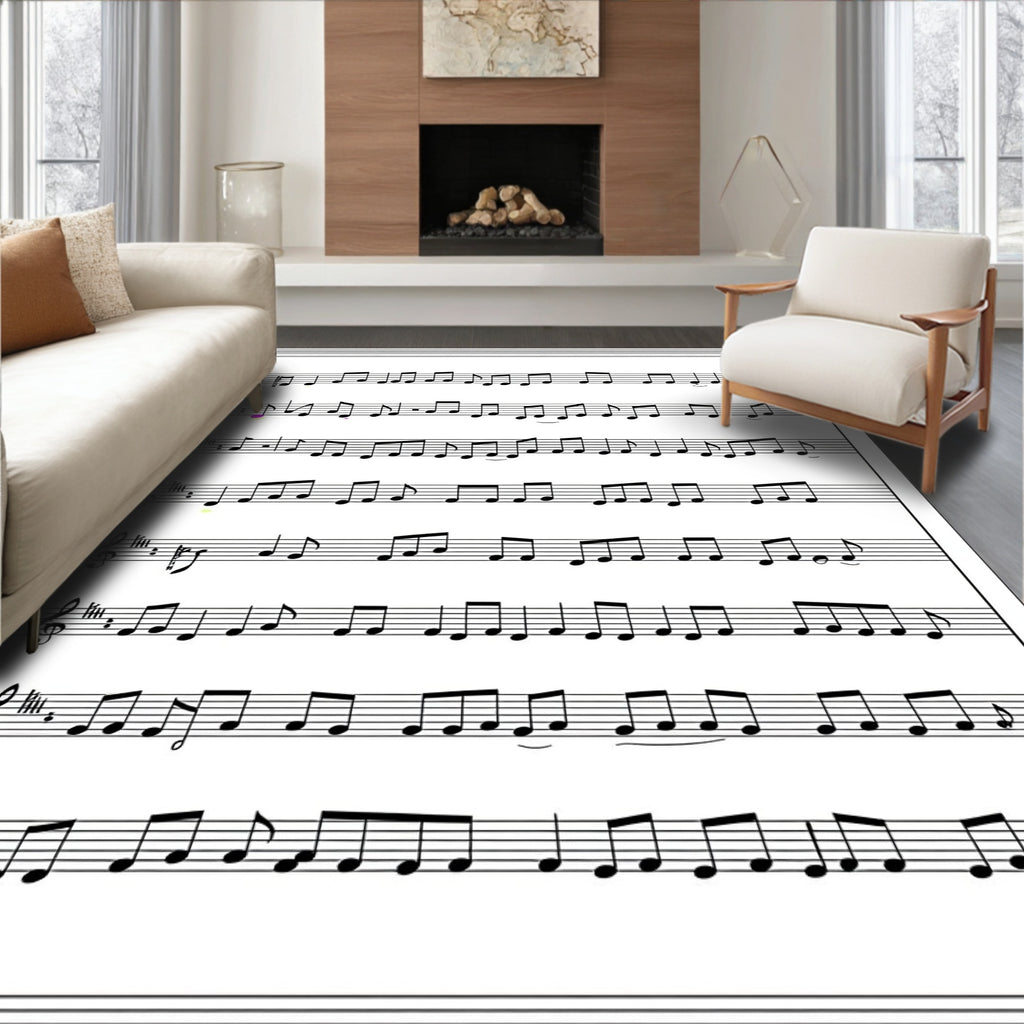 Musical Staff Eighth Note Cascade Rug