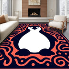 Playful Penguin Coral Swirl Navy Rug