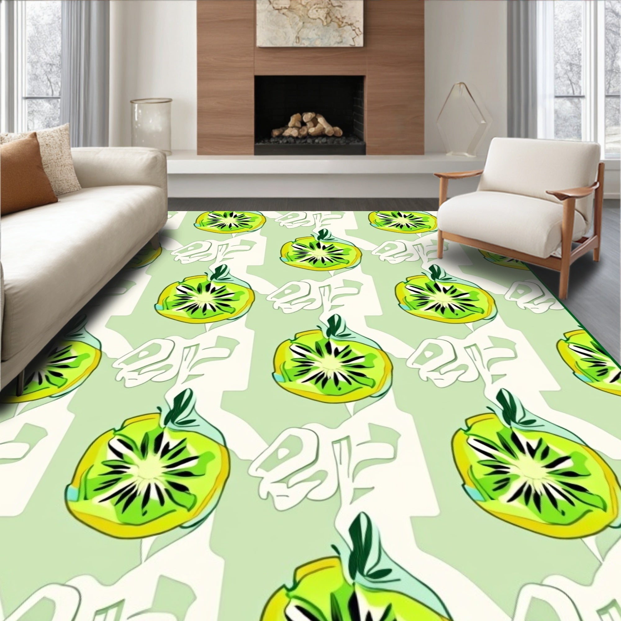 Green Kiwi Slice Repeat Rug