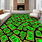 Vibrant Green Dollar Bills Jammed Together Rug