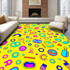 Colorful Playful Retro Icons Rug