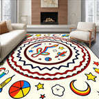 Outer Space Rocket Star Moon Rug