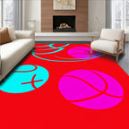 Crimson And Cyan Orb Swirl Rug