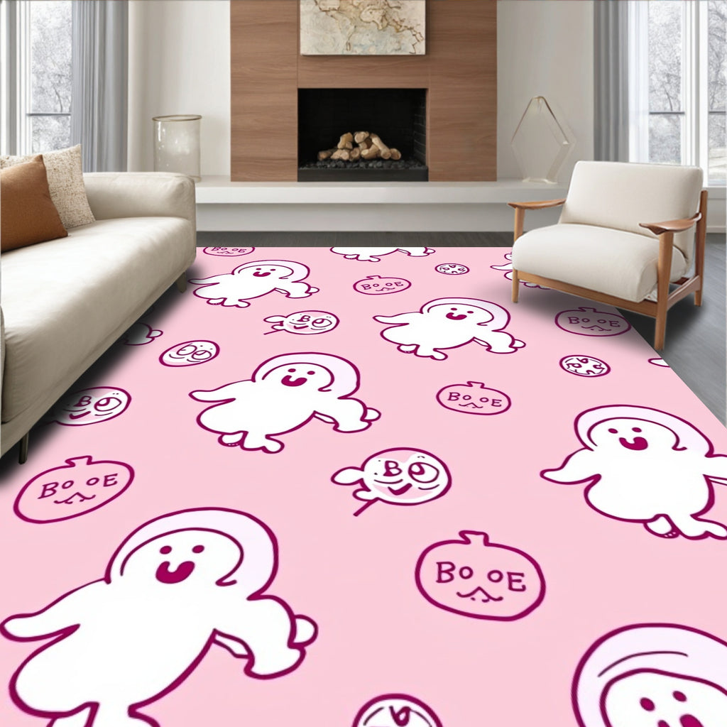 Whimsical Pink Ghost Holiday Repeat Rug