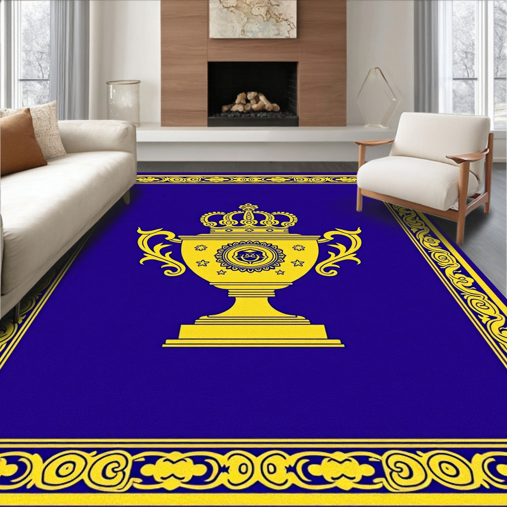 Royal Blue Golden Trophy Border Rug