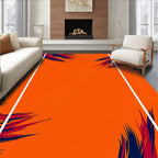 Vibrant Orange Abstract Brushstroke Rug