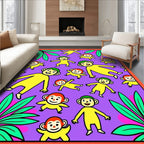 Playful Yellow Monkeys Jungle Foliage Rug