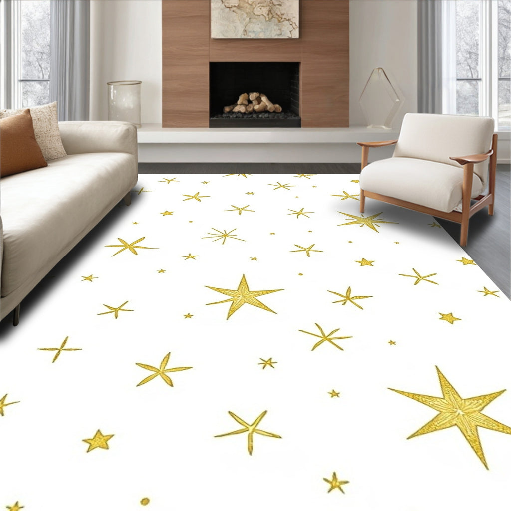 Golden Scattered Stars Rug