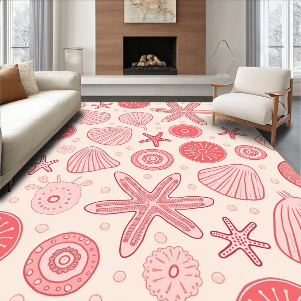 Coral Shell Starfish Scatter Rug