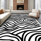 Bold Black and White Wavy Lines Rug