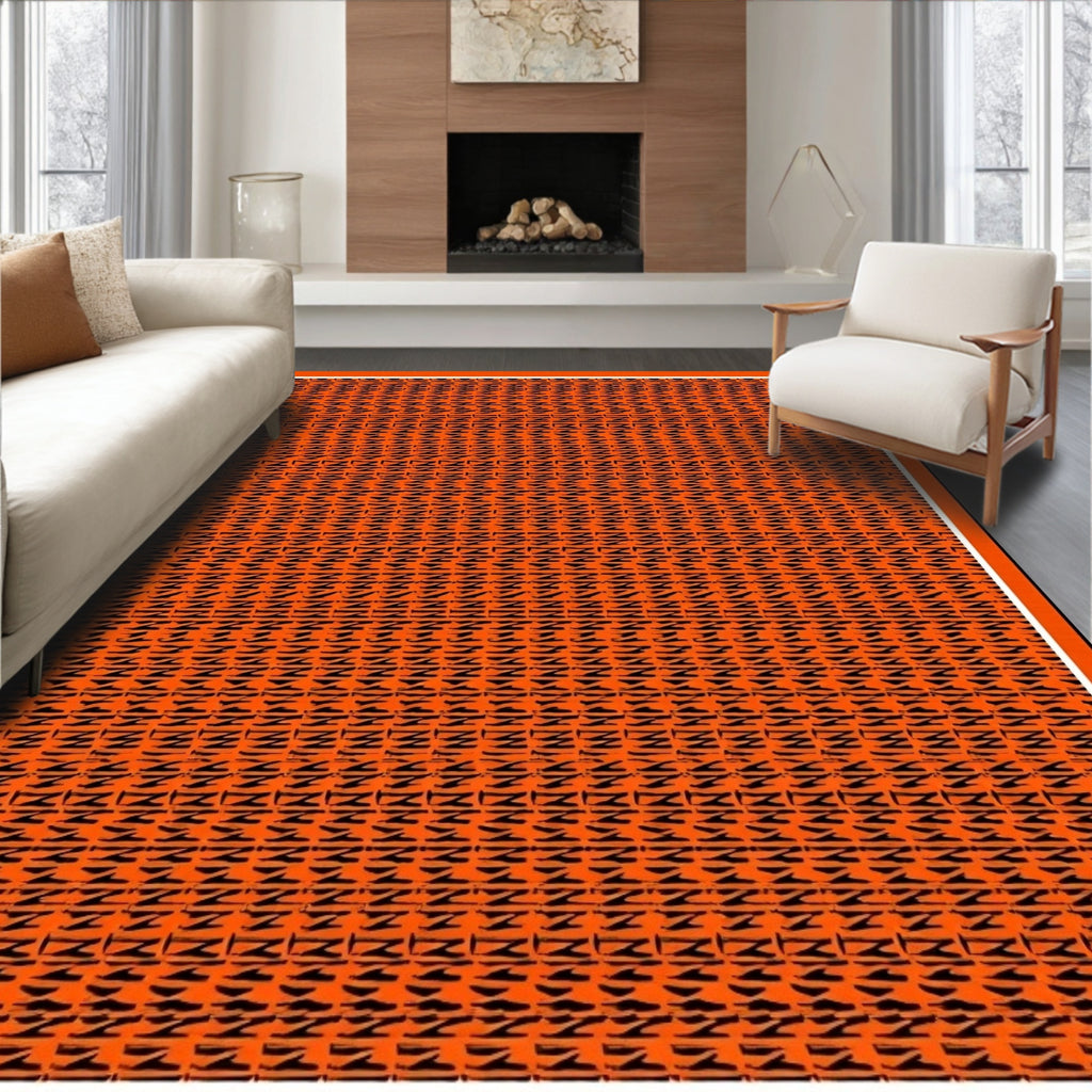 Bold Orange Black Zigzag Stripe Rug