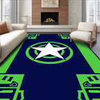 Navy Green Starburst Geometric Rug