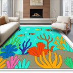 Coral Reef Fish and Seaweed Scene Rug