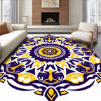 Vibrant Purple Yellow Sunburst Mandala Rug