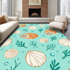 Aqua Orange Seashell Marine Life Rug