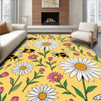 Bumblebees And Daisies Field Rug