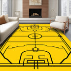 Black Field Play Abstract Layout Rug