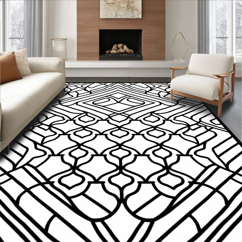 Art Deco Interlocking Diamond Lattice Rug