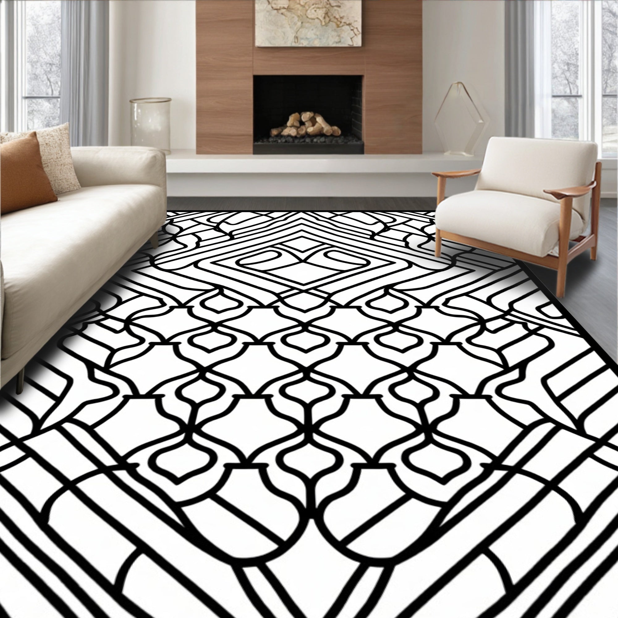Art Deco Interlocking Diamond Lattice Rug