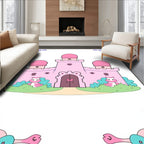 Pink Castle with Cute Hippo Charm Rug