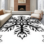 Black White Snowflake Art Rug