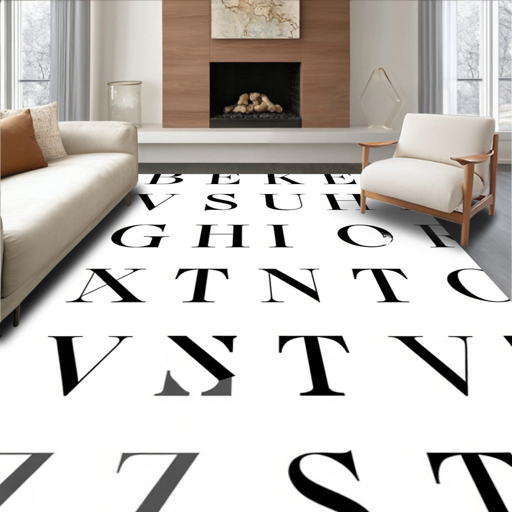 Alphabetical White Black Collage Rug