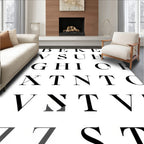 Alphabetical White Black Collage Rug
