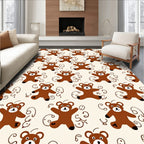 Brown Teddy Bear Whimsical Swirls Rug
