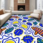 Whimsical Blue Orange Sea Life Rug